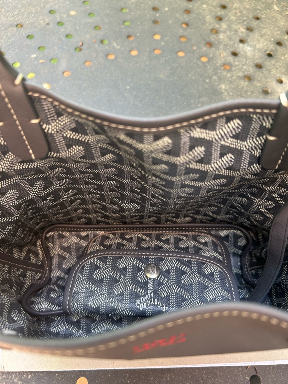 Goyard Anjou Mini Reversible Tote in Gray and White Goyardine and Gray Leather - Picture 9 of 16